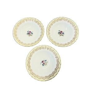 Set of 3 Vintage Royal Worcester Gromwell Floral Soup Salad Bowls Gold Trim